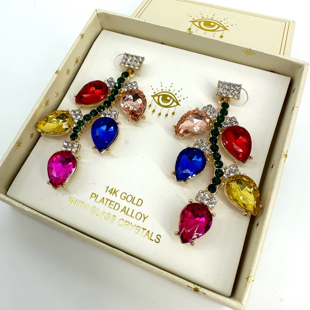 ✨SALE✨ Eye Candy Los Angeles Christmas Lights Crystal Earrings Dangle Post